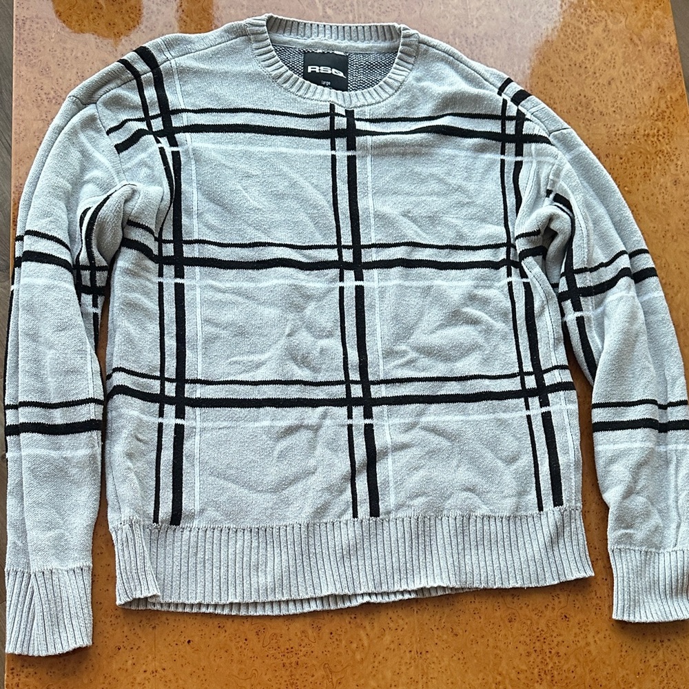 RSQ Men's Crewneck Sweater - Light Gray and Black
